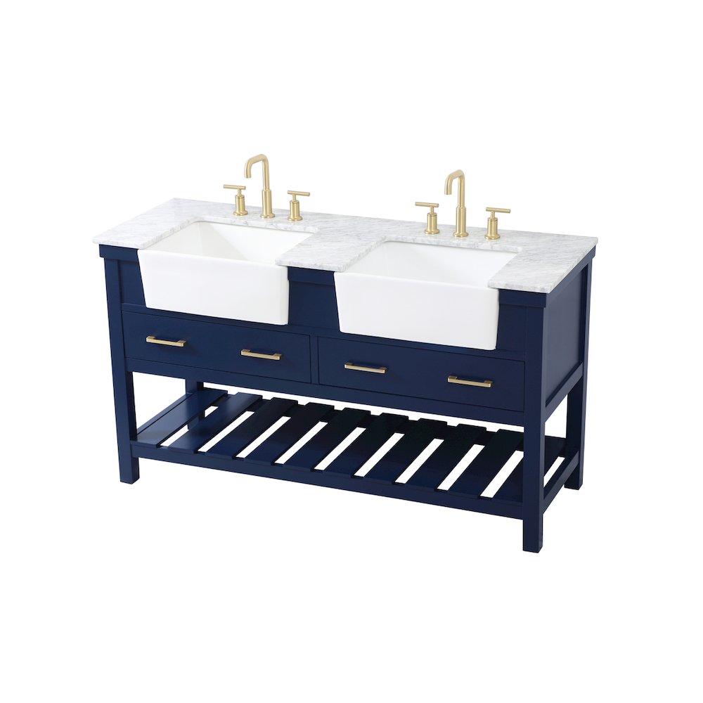 60 inch double bathroom vanity in blue