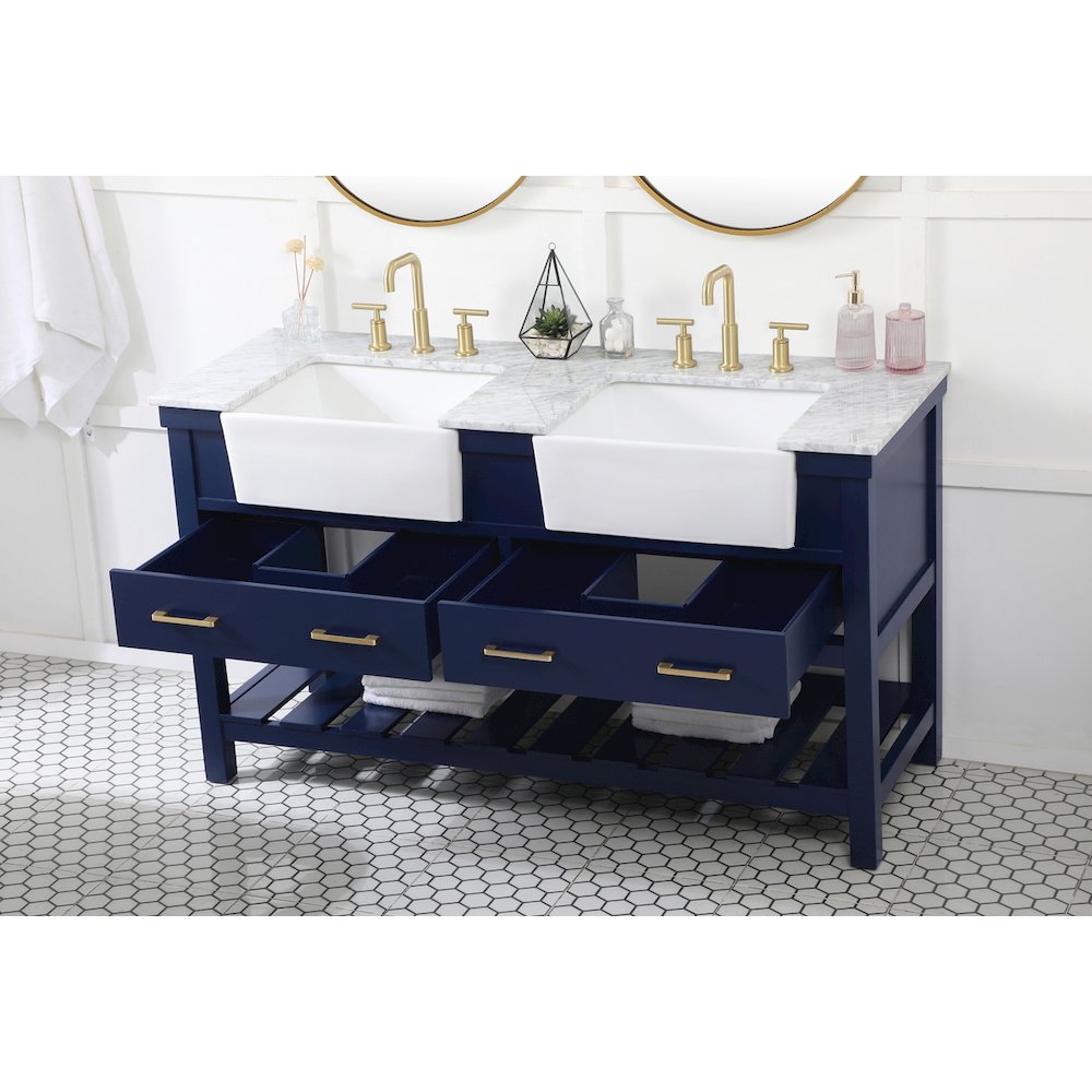 60 inch double bathroom vanity in blue