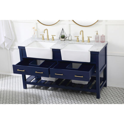 60 inch double bathroom vanity in blue