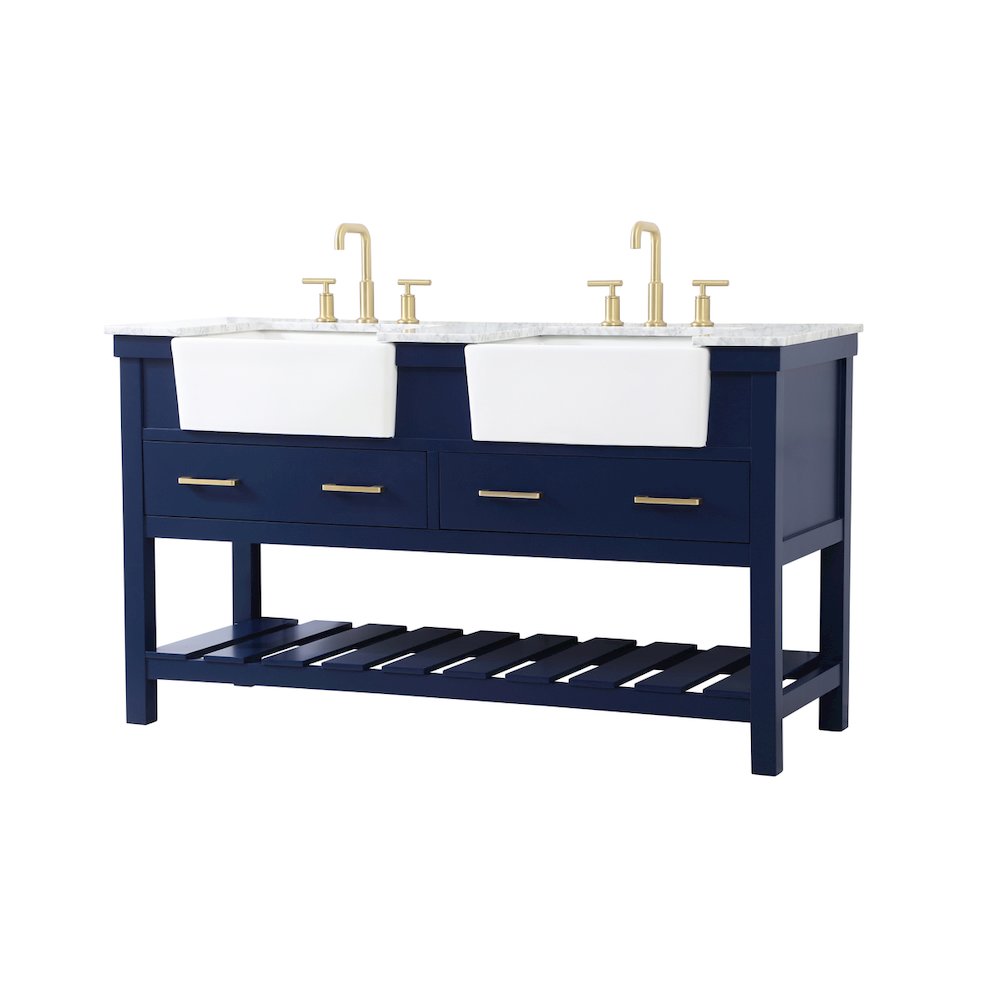 60 inch double bathroom vanity in blue