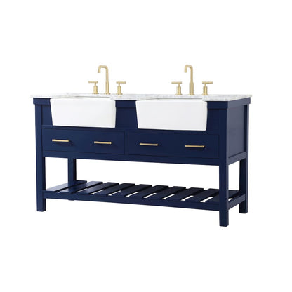 60 inch double bathroom vanity in blue