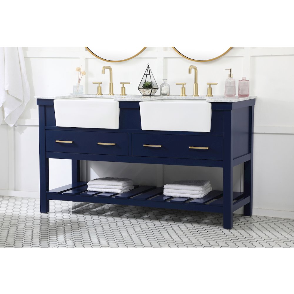 60 inch double bathroom vanity in blue