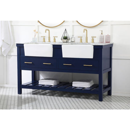 60 inch double bathroom vanity in blue