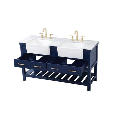 60 inch double bathroom vanity in blue