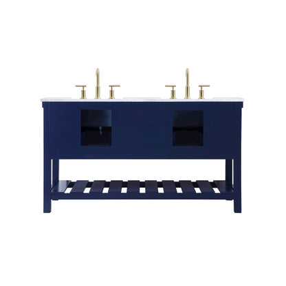 60 inch double bathroom vanity in blue