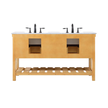 60 inch double bathroom vanity in natural wood