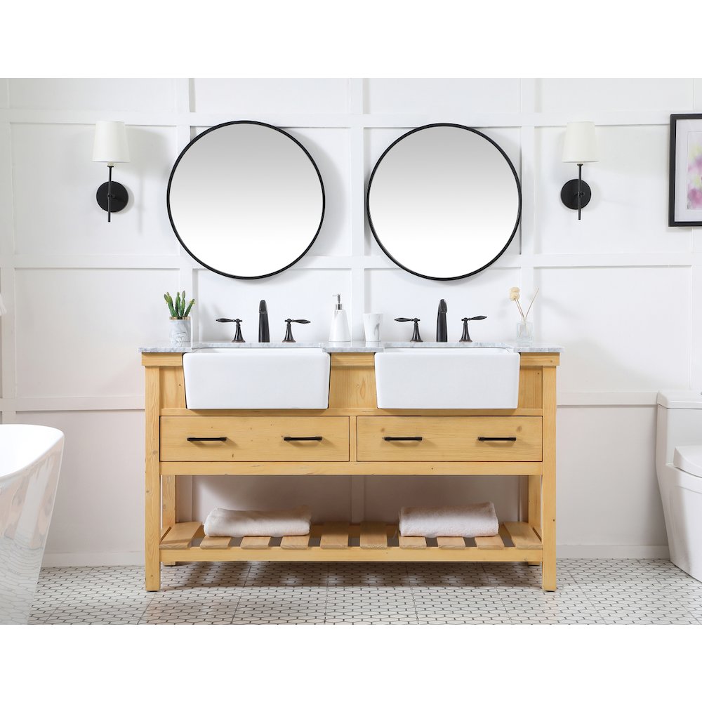 60 inch double bathroom vanity in natural wood