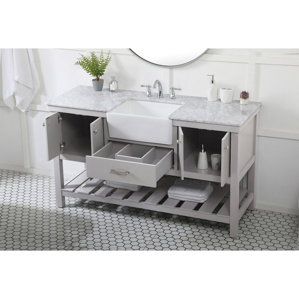 60 inch Single bathroom vanity in grey