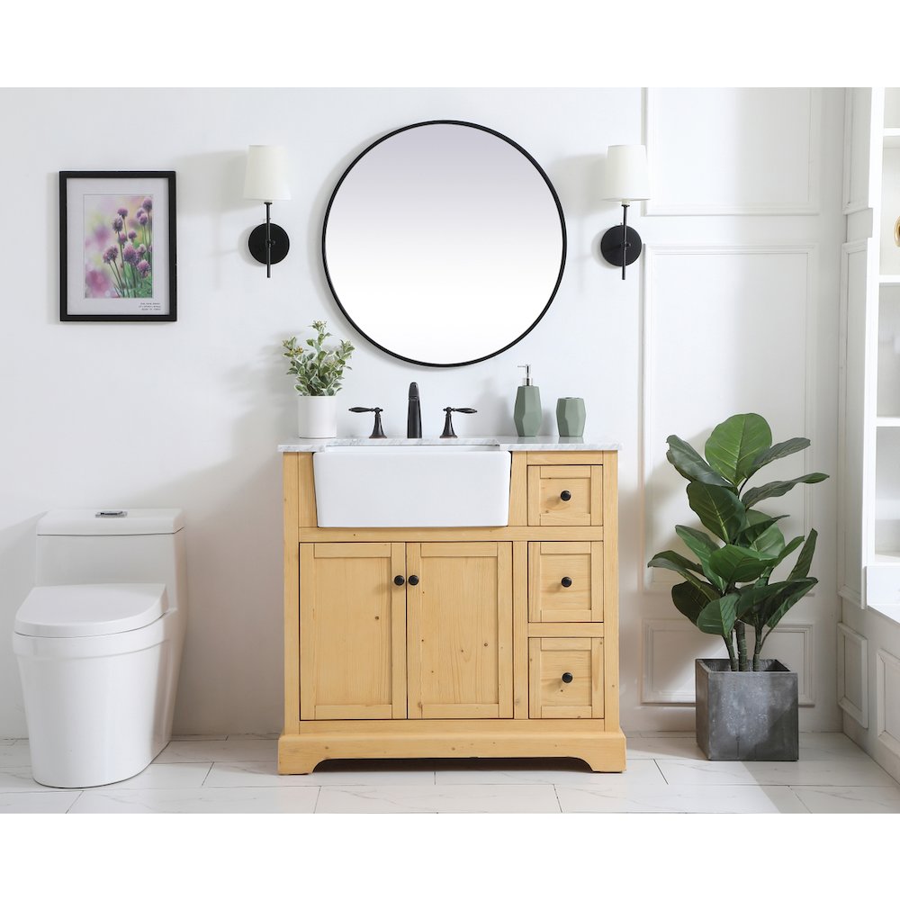 36 inch Single bathroom vanity in natural wood