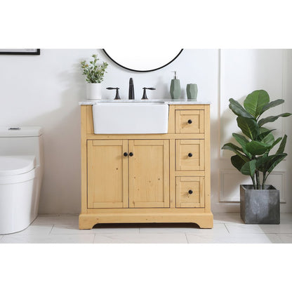 36 inch Single bathroom vanity in natural wood