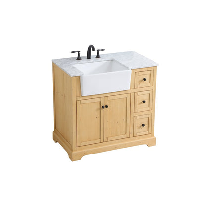 36 inch Single bathroom vanity in natural wood