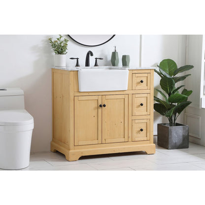 36 inch Single bathroom vanity in natural wood