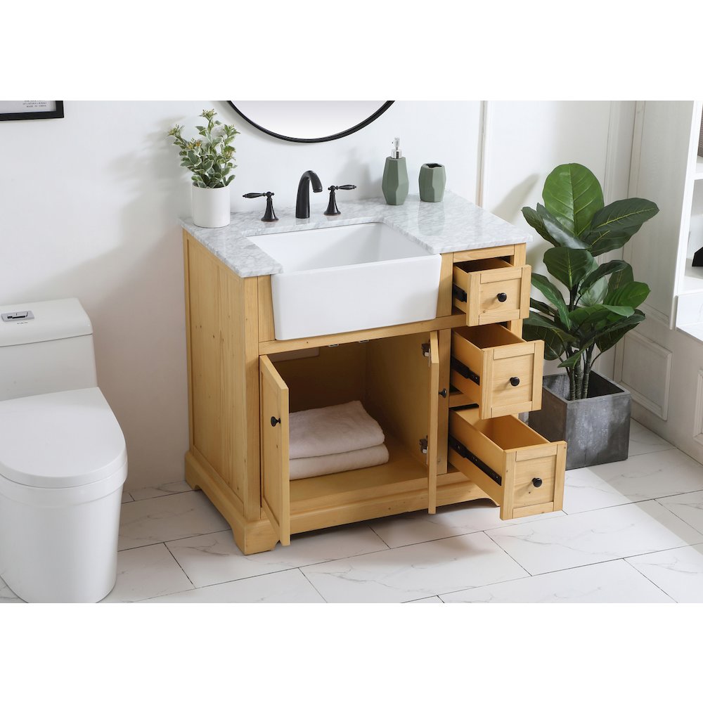 36 inch Single bathroom vanity in natural wood