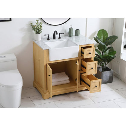 36 inch Single bathroom vanity in natural wood