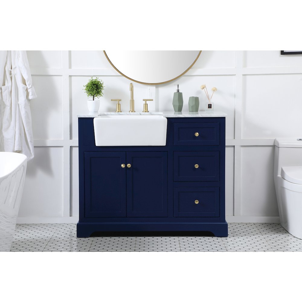 42 inch Single bathroom vanity in blue
