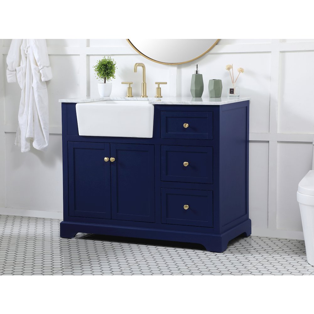 42 inch Single bathroom vanity in blue