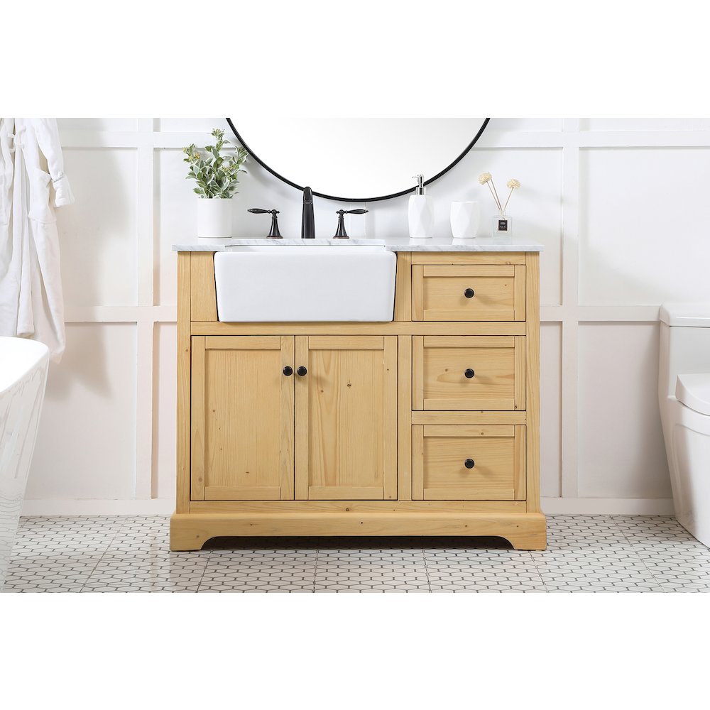 42 inch Single bathroom vanity in natural wood
