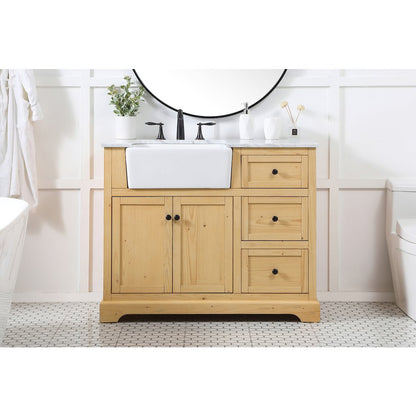 42 inch Single bathroom vanity in natural wood