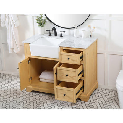 42 inch Single bathroom vanity in natural wood