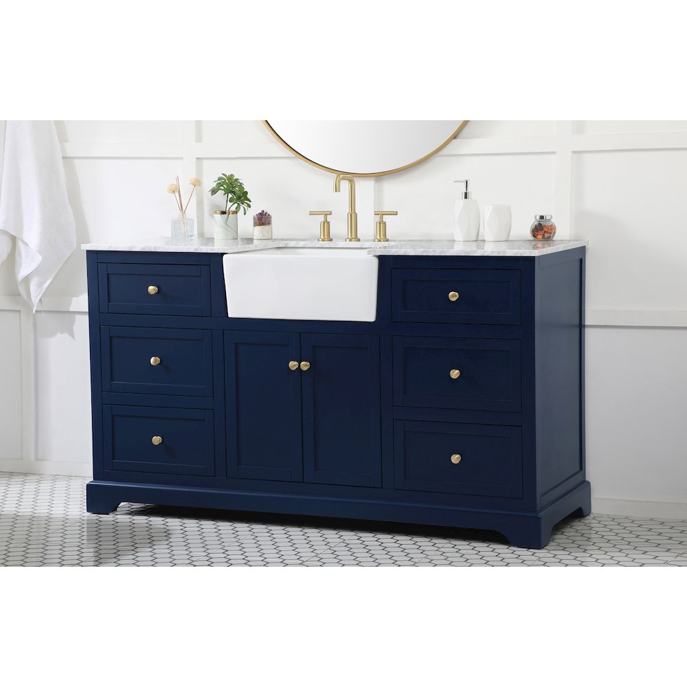 60 inch Single bathroom vanity in blue