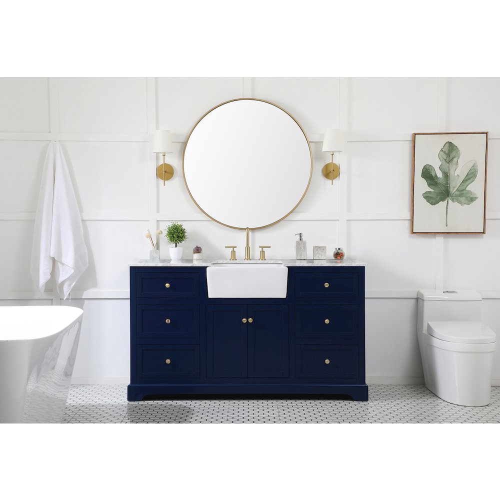 60 inch Single bathroom vanity in blue