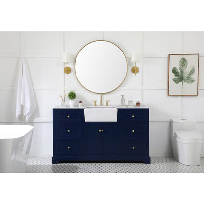 60 inch Single bathroom vanity in blue