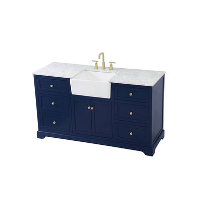 60 inch Single bathroom vanity in blue