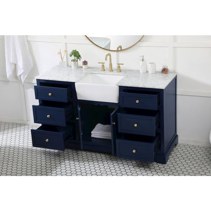60 inch Single bathroom vanity in blue