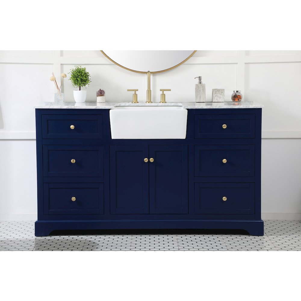60 inch Single bathroom vanity in blue