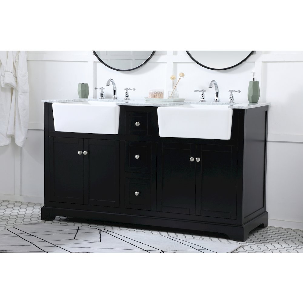 60 inch double bathroom vanity in black