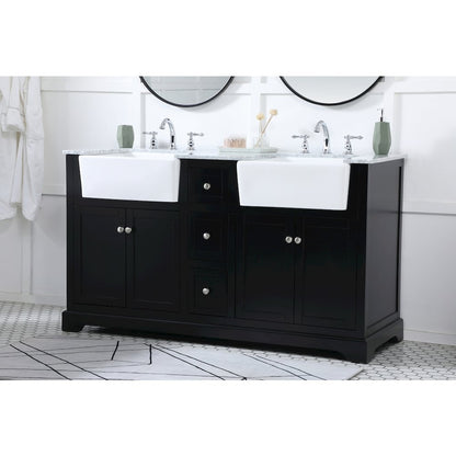 60 inch double bathroom vanity in black