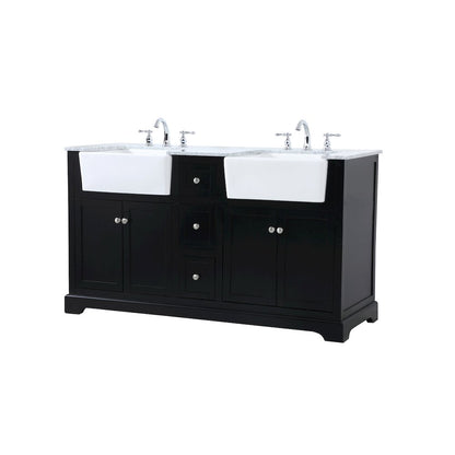 60 inch double bathroom vanity in black