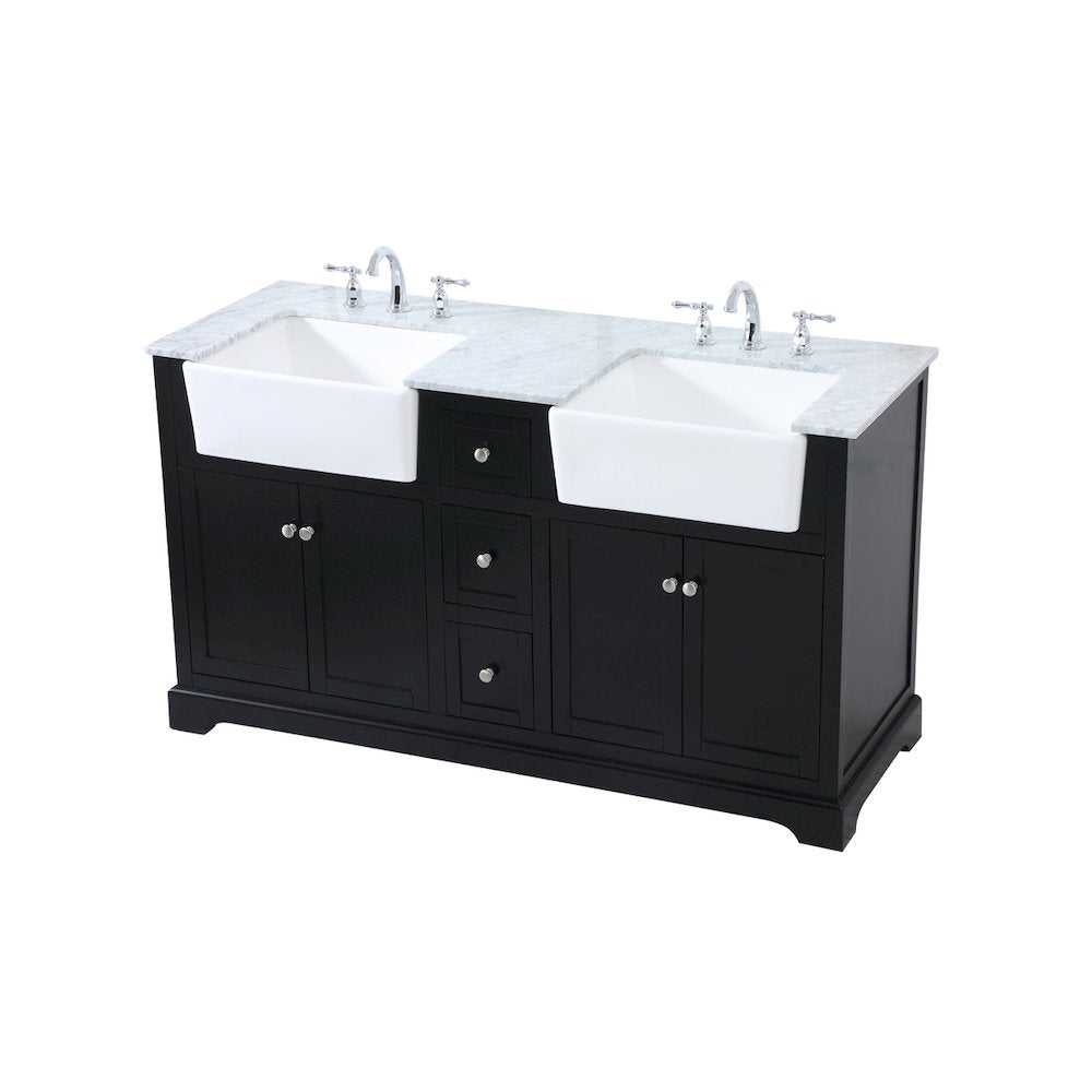 60 inch double bathroom vanity in black