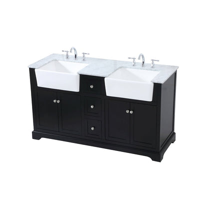 60 inch double bathroom vanity in black