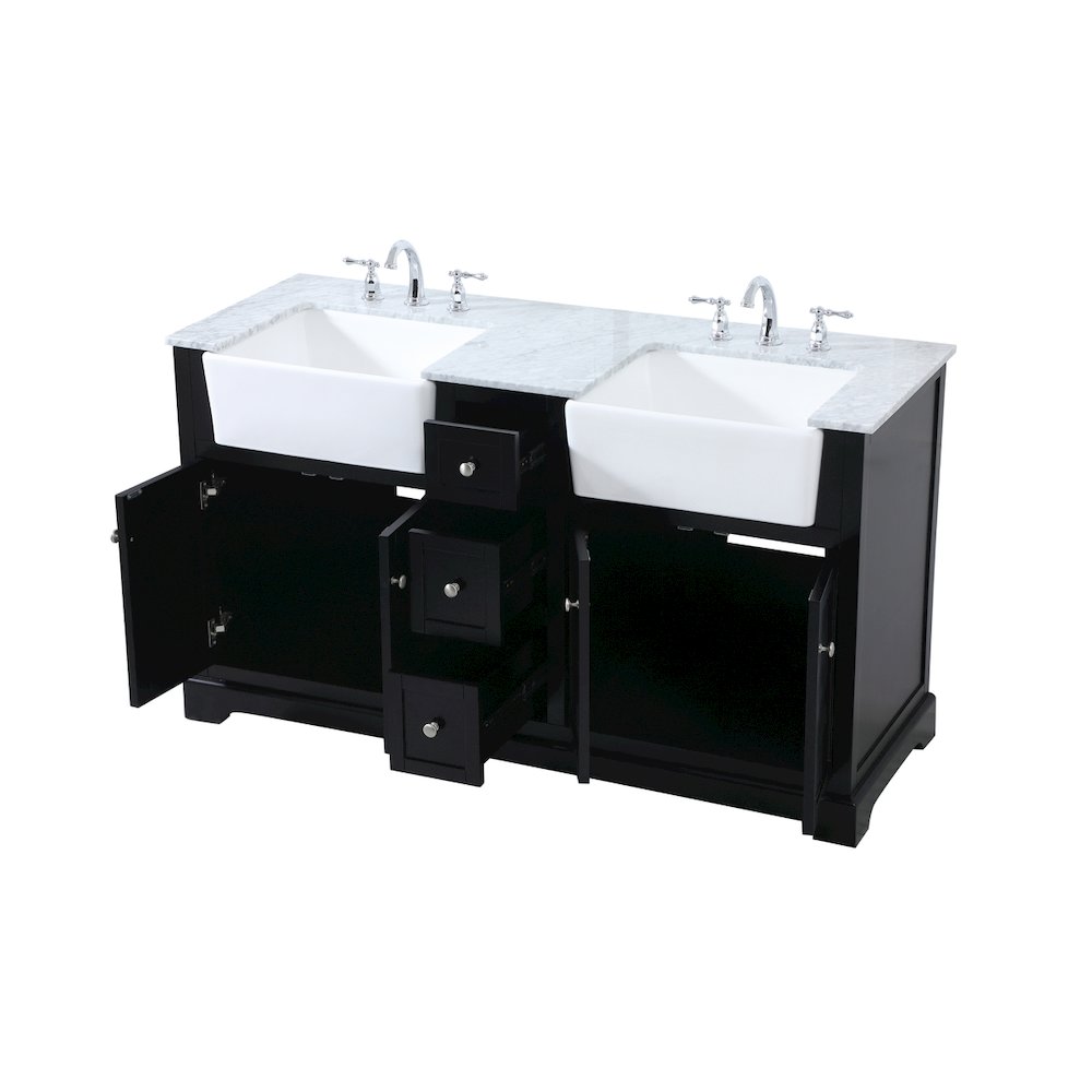 60 inch double bathroom vanity in black