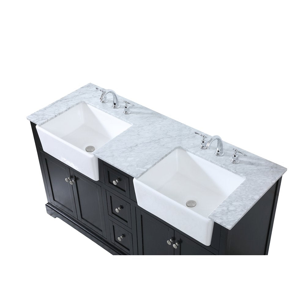 60 inch double bathroom vanity in black