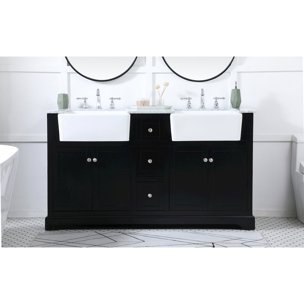 60 inch double bathroom vanity in black