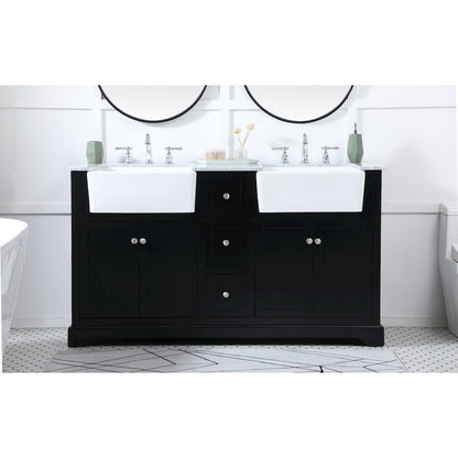60 inch double bathroom vanity in black