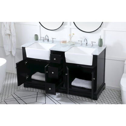 60 inch double bathroom vanity in black