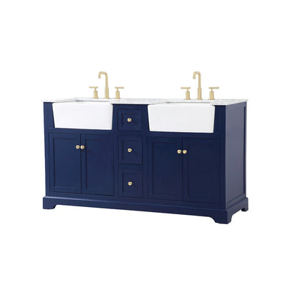 60 inch double bathroom vanity in blue