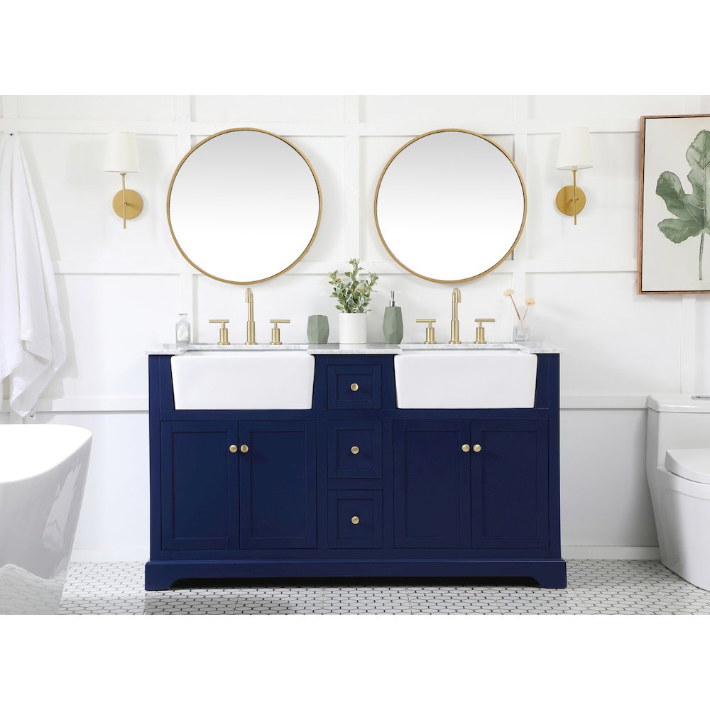 60 inch double bathroom vanity in blue