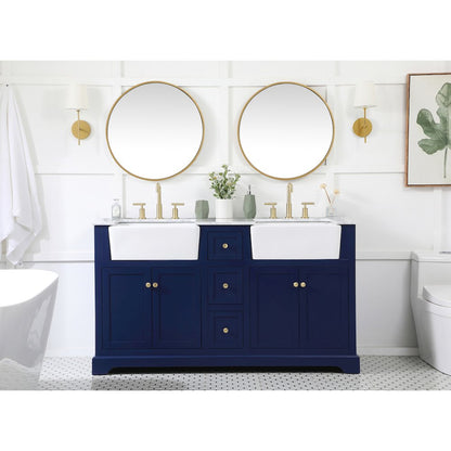 60 inch double bathroom vanity in blue