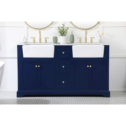 60 inch double bathroom vanity in blue