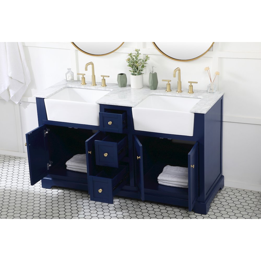 60 inch double bathroom vanity in blue