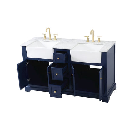 60 inch double bathroom vanity in blue