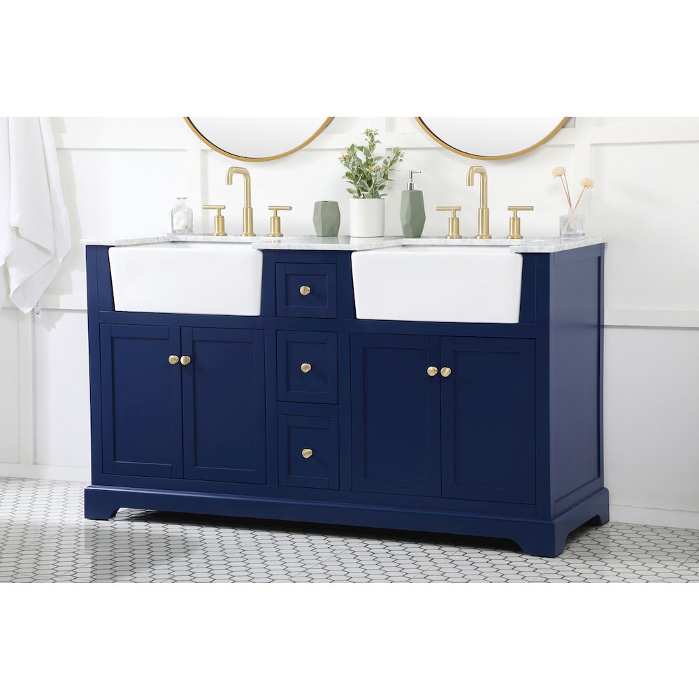 60 inch double bathroom vanity in blue