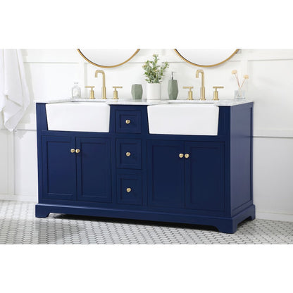 60 inch double bathroom vanity in blue