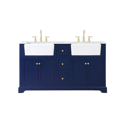 60 inch double bathroom vanity in blue
