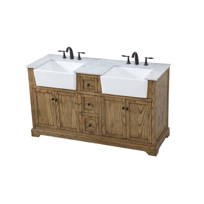 60 inch double bathroom vanity in driftwood