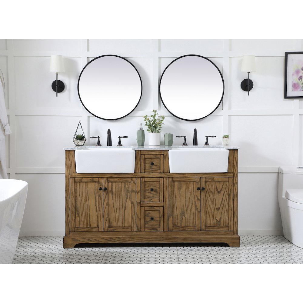 60 inch double bathroom vanity in driftwood